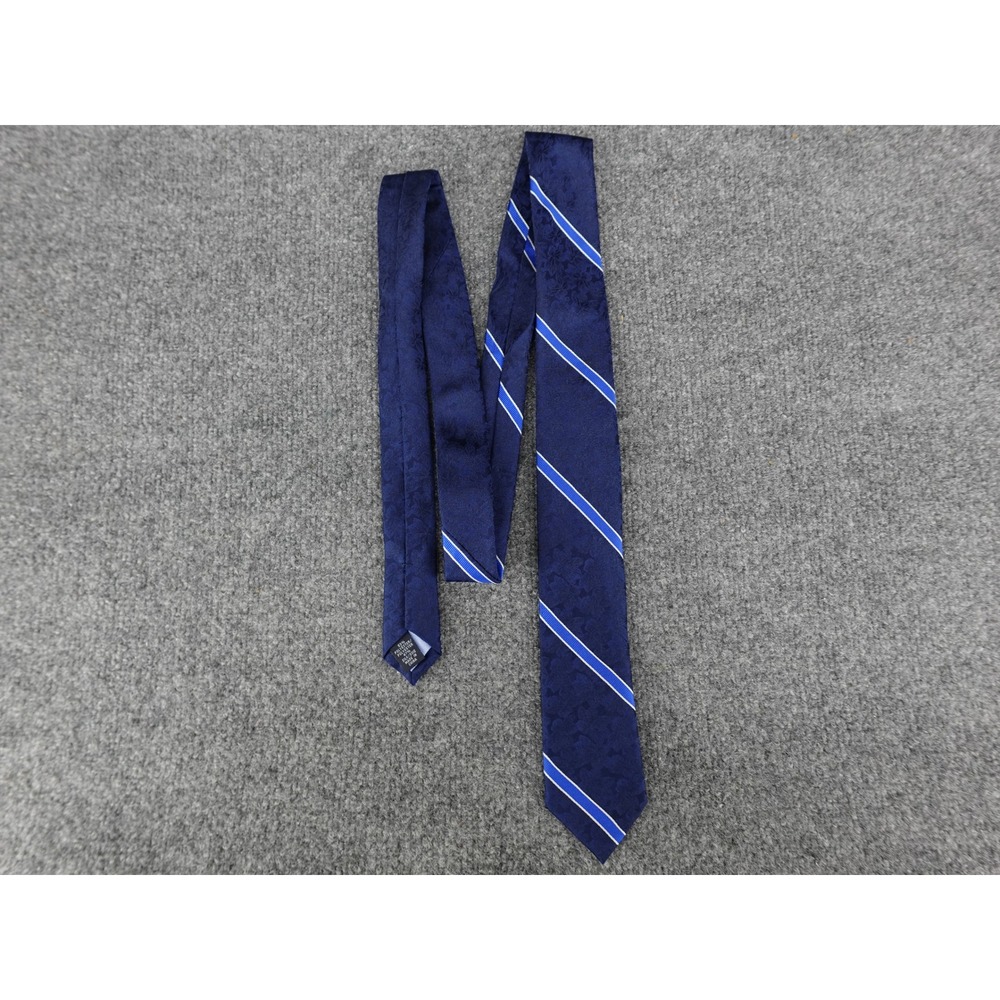 Tommy Hilfiger Necktie Mens One Size‎ Navy Blue Floral Striped Silk Blend
